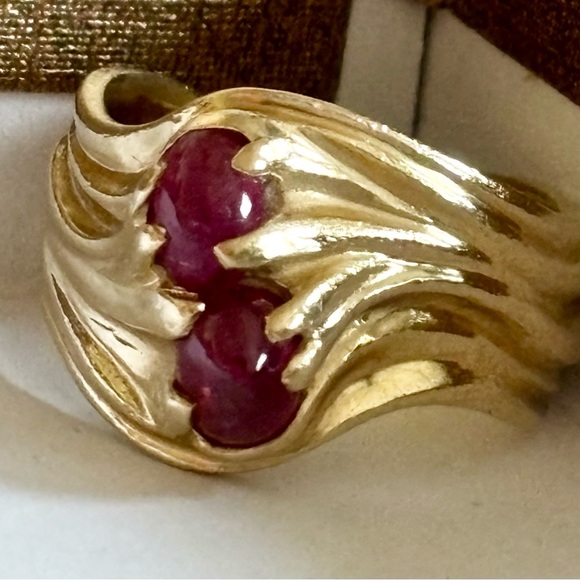 JAMES AVERY - SOLID 14K WIDE SWIRL RING WITH RUBY CABOCHONS - SIZE 6.5 - Picture 9 of 16